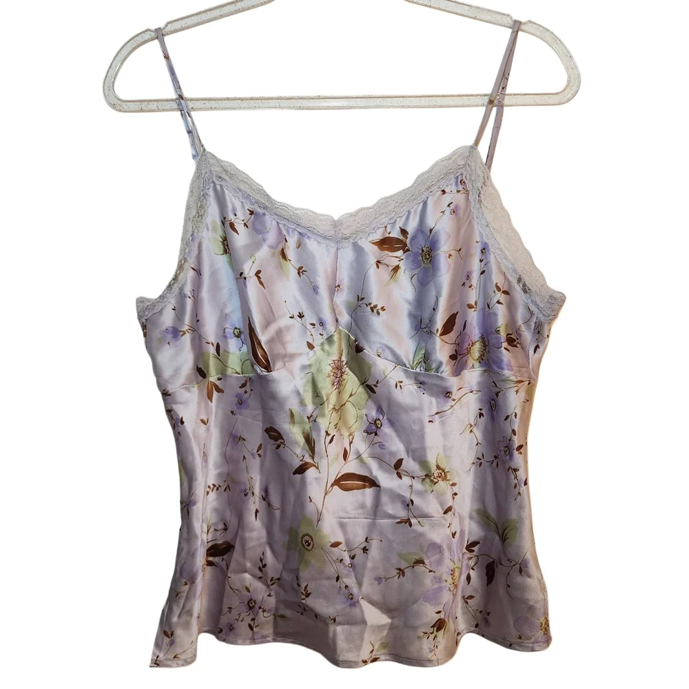 Y2K Silk Cami Tank Floral Size Large